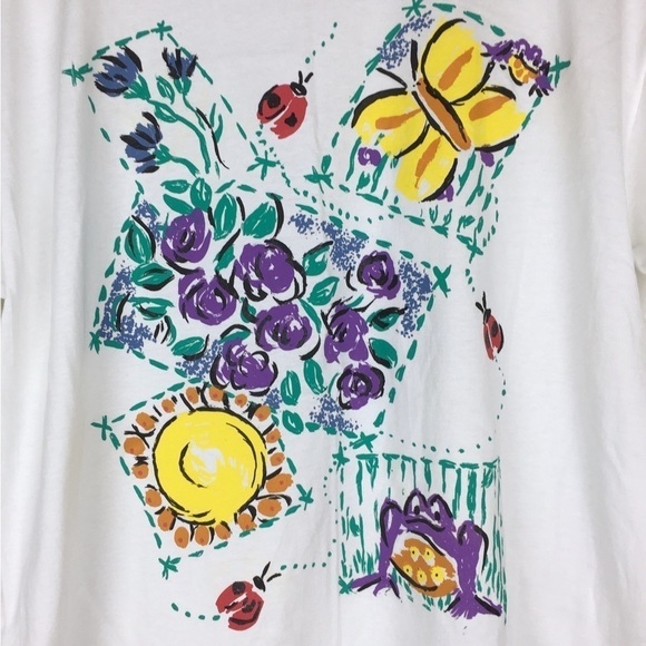 VINTAGE 90s Graphic T Shirt Gopher Sport Nature Flowers Ladybug Frog Butterfly - Picture 3 of 13